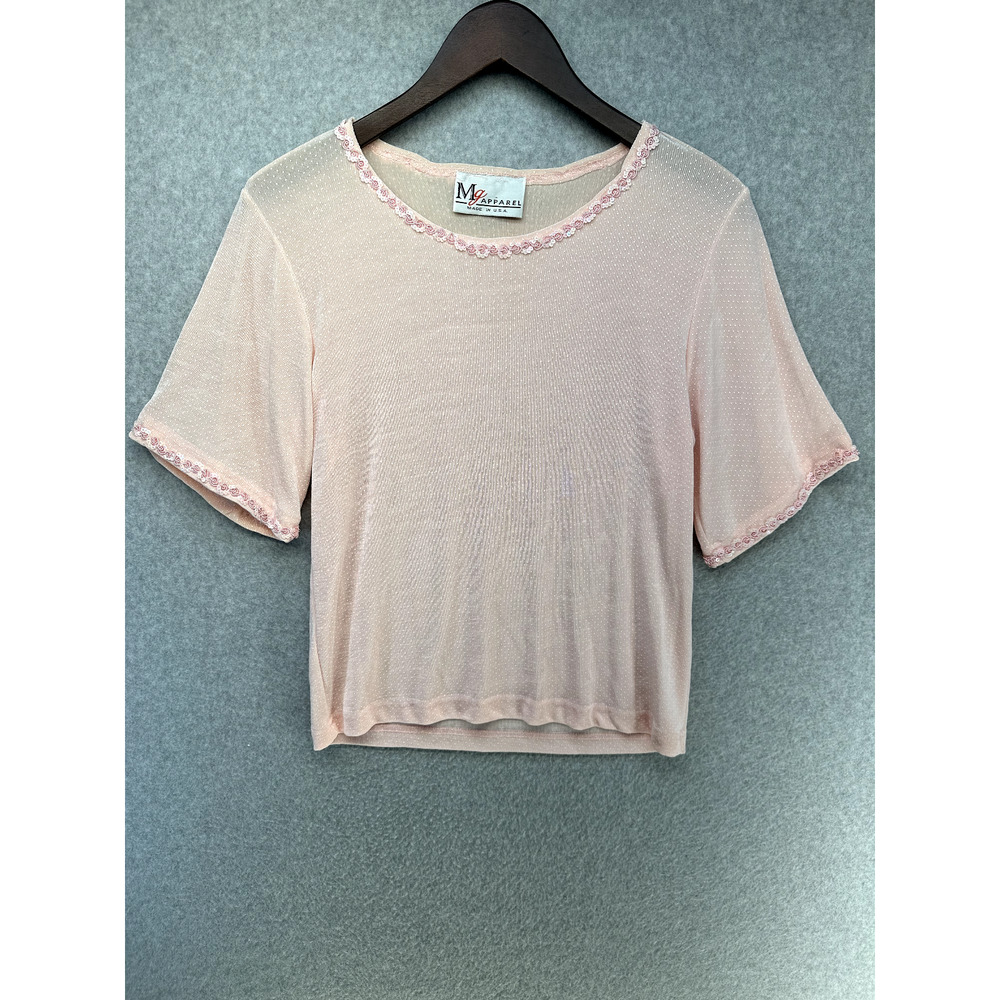 Vintage Mg Apparel Womens Top Size Small Relaxed Pink Short Sleeve Breathable
